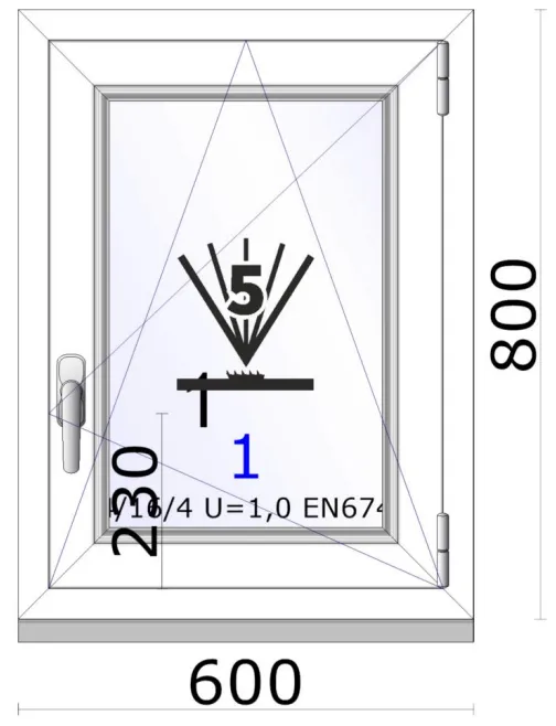 Jednokřídlé plastové okno | otvíravě-sklopné | pravé | 600x800mm | barva bílá 1