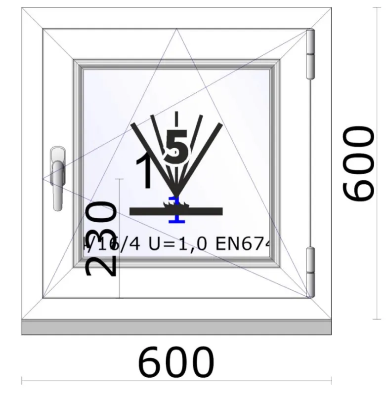Jednokřídlé plastové okno | otvíravě-sklopné | pravé | 600x600mm | barva bílá 1