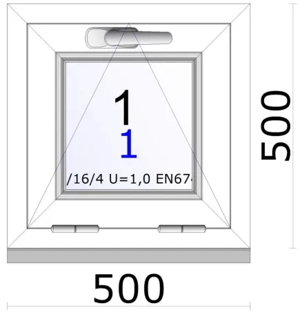 Jednokřídlé plastové okno | sklopné | 500x500mm | barva bílá 1