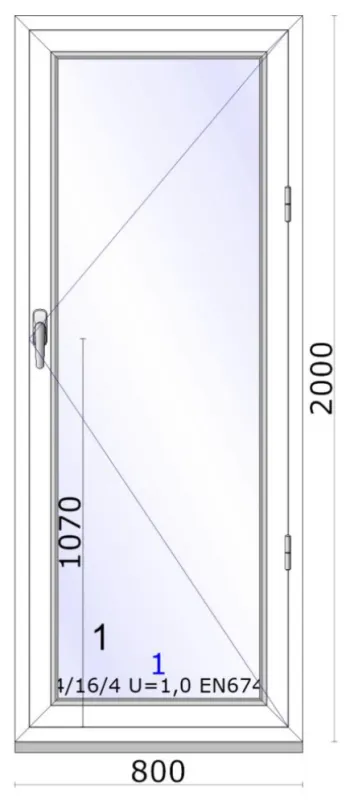 Jednokřídlé balkonové dveře | otevíravé | pravé | 800x2000mm | barva bílá 1