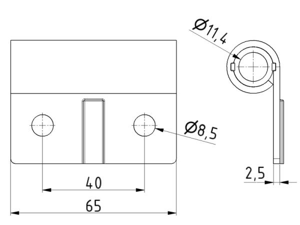 Tichý držák kolečka 11 mm s plastovou vložkou 1