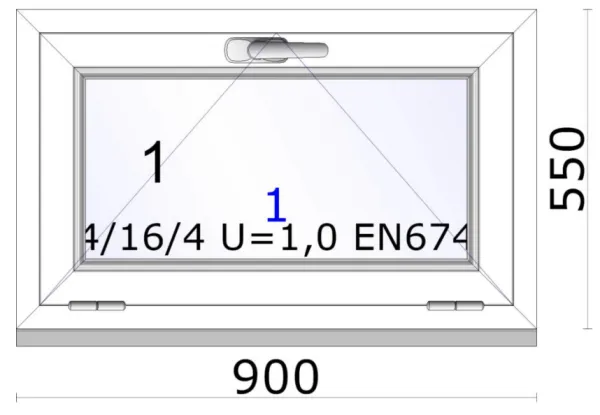 Jednokřídlé plastové okno | sklopné | 900x550mm | barva bílá 1