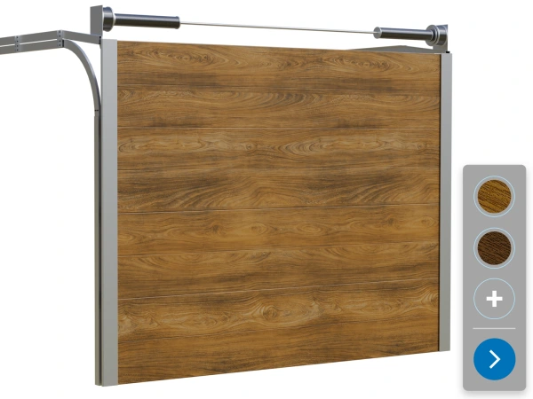 Sekční garážová vrata ETILA SILENT | panel s pruhem | dřevoimitace