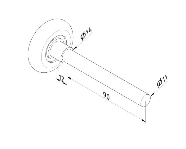 Standardní kolečko pro sekční garážová vrata, délka 90mm 1