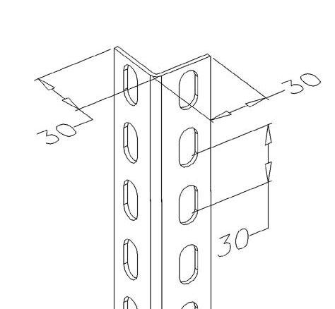 Úhelníkový profil děrovaný 30x30x2mm, Délka v mm: 3000 1