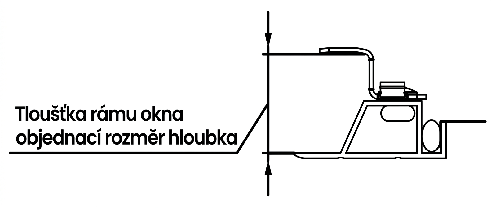 Měření hloubky rámu okna pro volbu velikosti obrtlíku